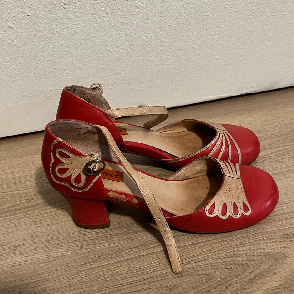 Miz Mooz Red and Tan Mary Jane Heels